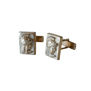 Vintage Greek Gladiator Relief Cufflinks Retro MCM Wedding Career Grandpa